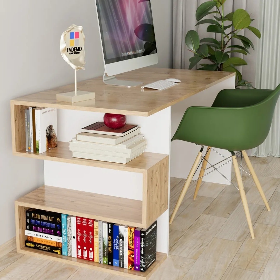 სამეცადინო/კომპიუტერის მაგიდა თაროებით Nuvo IS0647