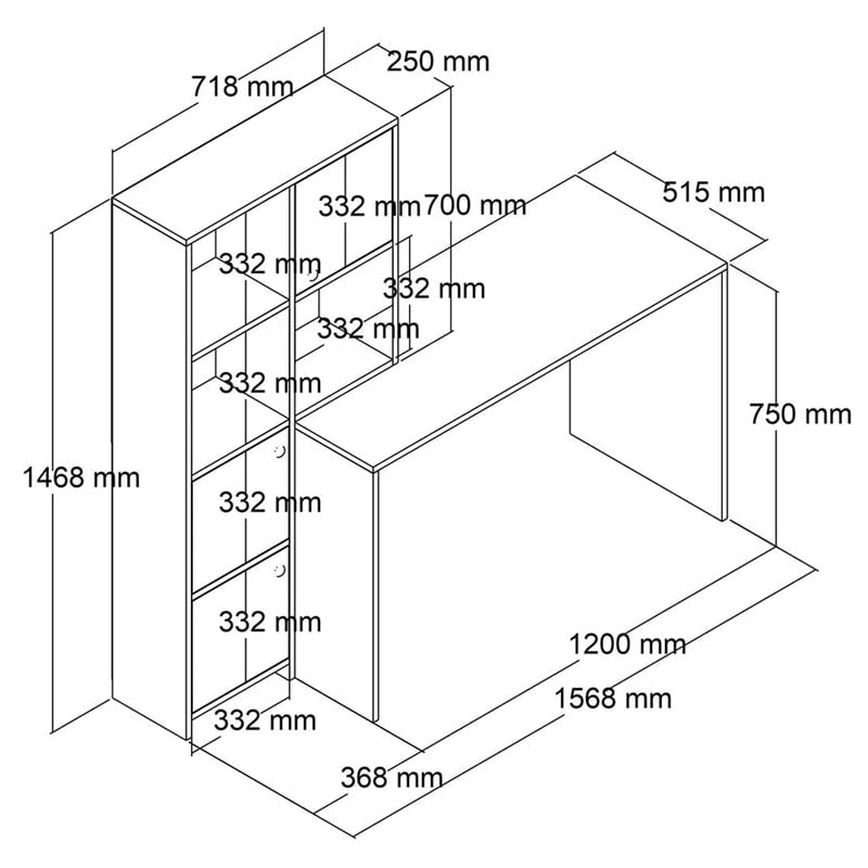 სამეცადინო/კომპიუტერის მაგიდა თაროებით და სათავსოებით Nuvo IS0640