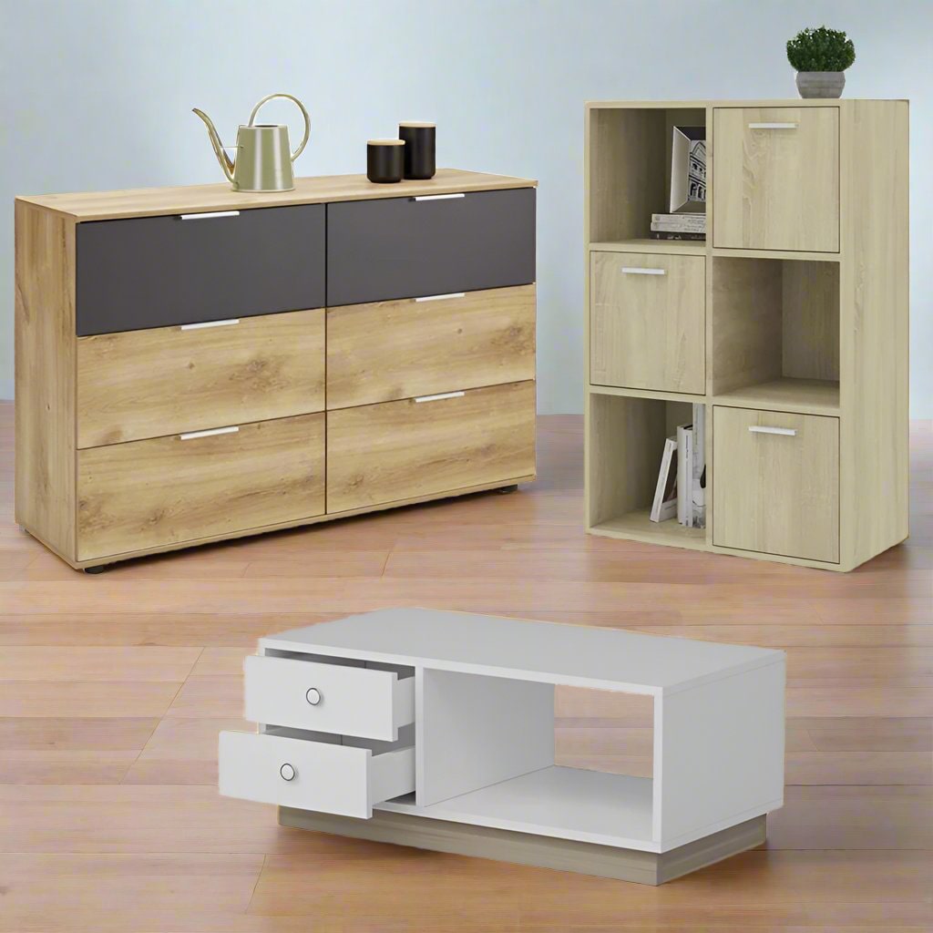 ავეჯის სამეული (კომოდი, წიგნების თარო და ჟურნალების მაგიდა) Nuvo SET IS0184IS0142IS10435