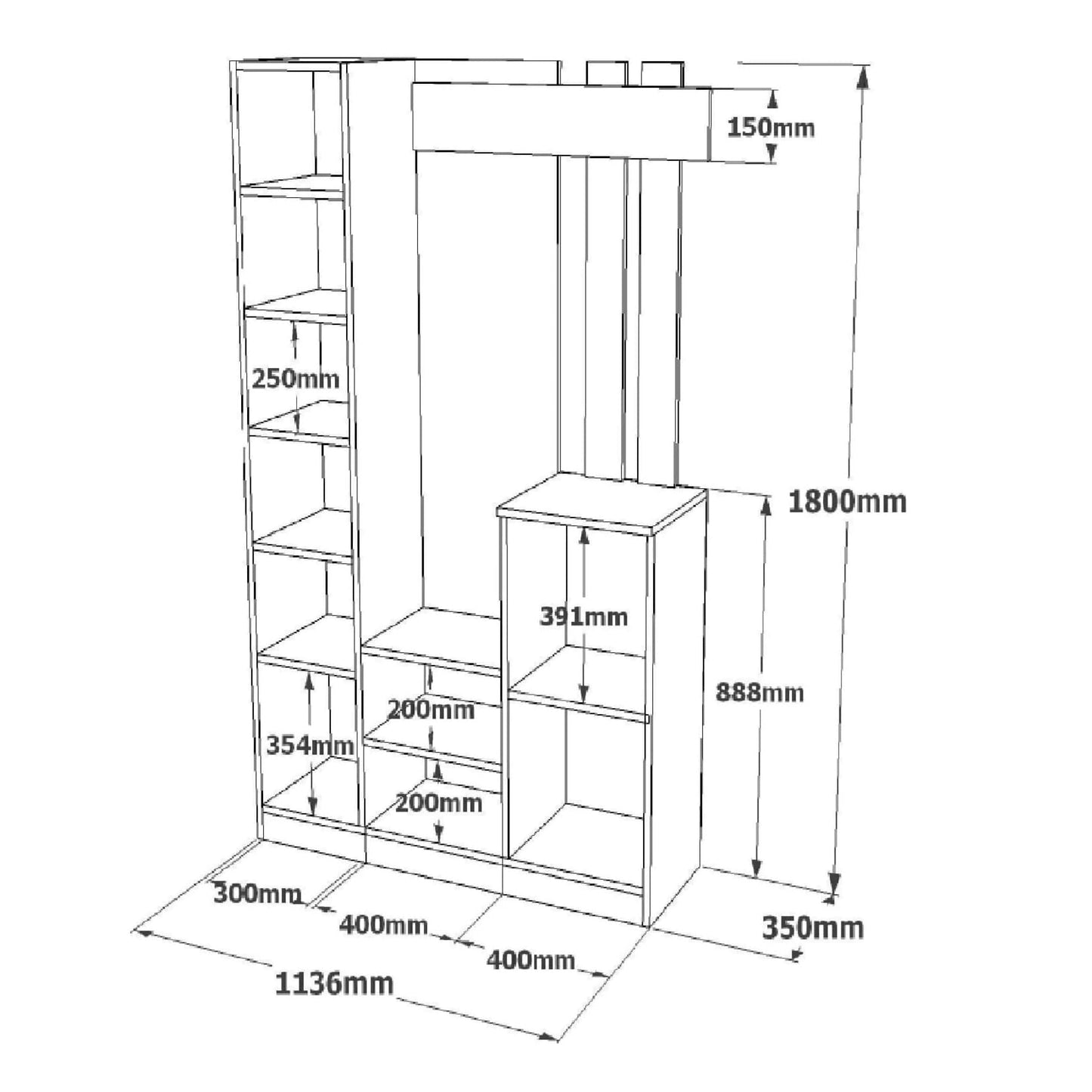 შემოსასვლელის კარადა სარკით Nuvo IS10122