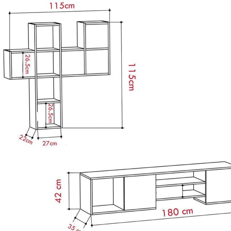 ტელევიზორის მაგიდა თაროებით Nuvo is0715