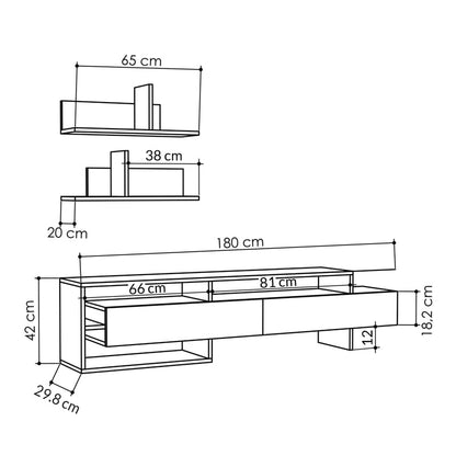 ტელევიზორის მაგიდა თაროებით Nuvo IS0814