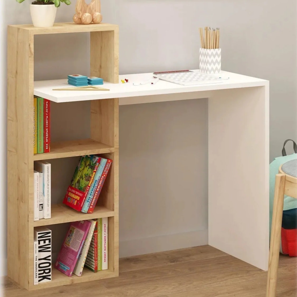 სამეცადინო/კომპიუტერის მაგიდა თაროებით Nuvo IS0651