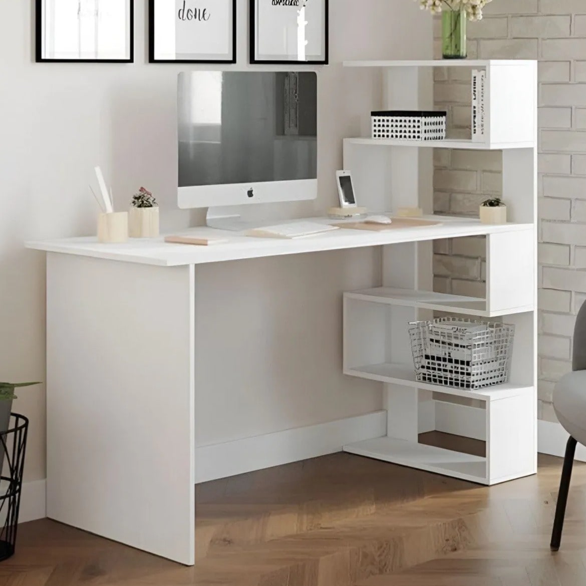 სამეცადინო/კომპიუტერის მაგიდა თაროებით Nuvo IS0654