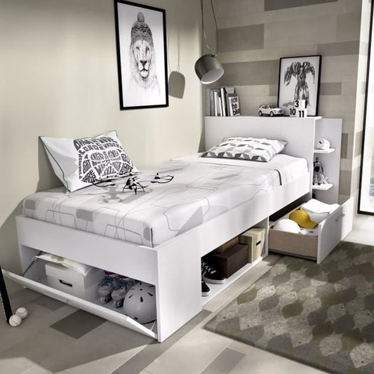 ერთადგილიანი საწოლი უჯრებით და სათავსოებით 190x90სმ Nuvo IS0703