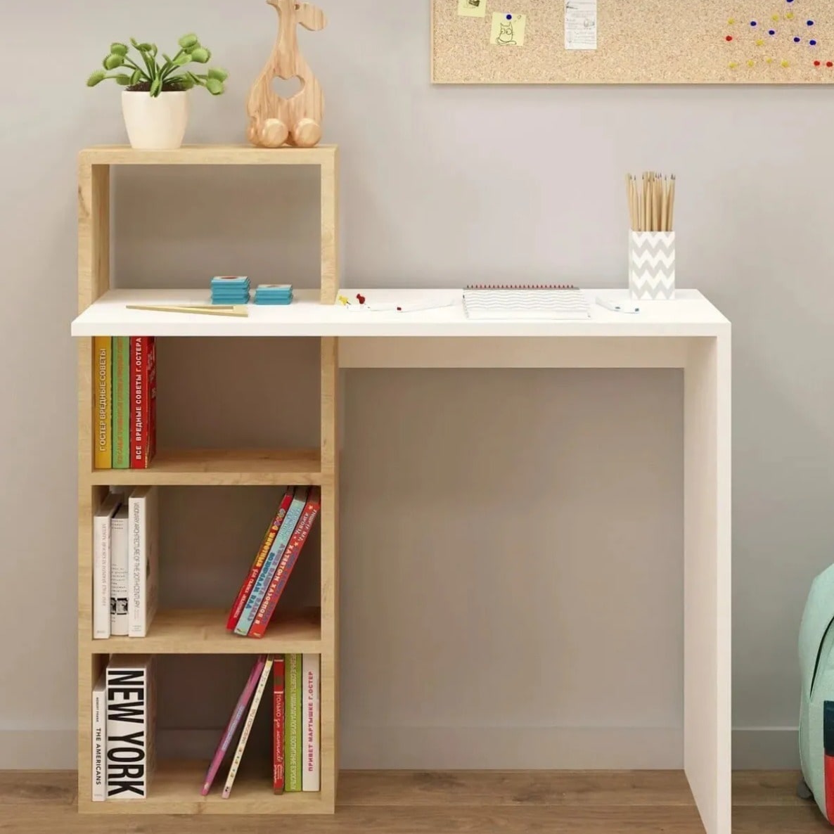 სამეცადინო/კომპიუტერის მაგიდა თაროებით Nuvo IS0651