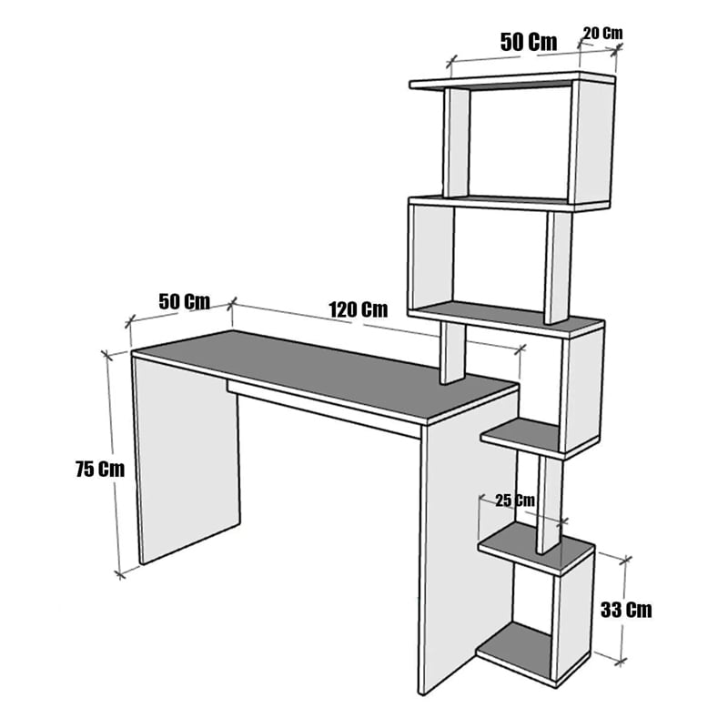 საოფისე და სამეცადინო მაგიდა თაროებით Nuvo IS0685