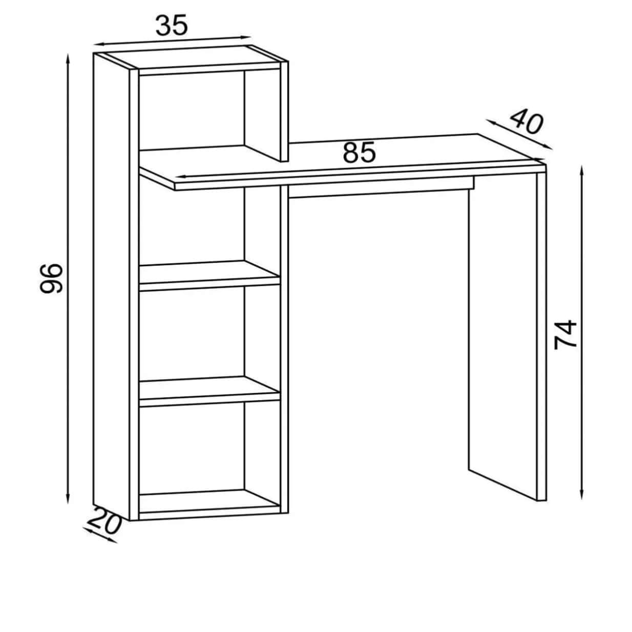 სამეცადინო/კომპიუტერის მაგიდა თაროებით Nuvo IS0651