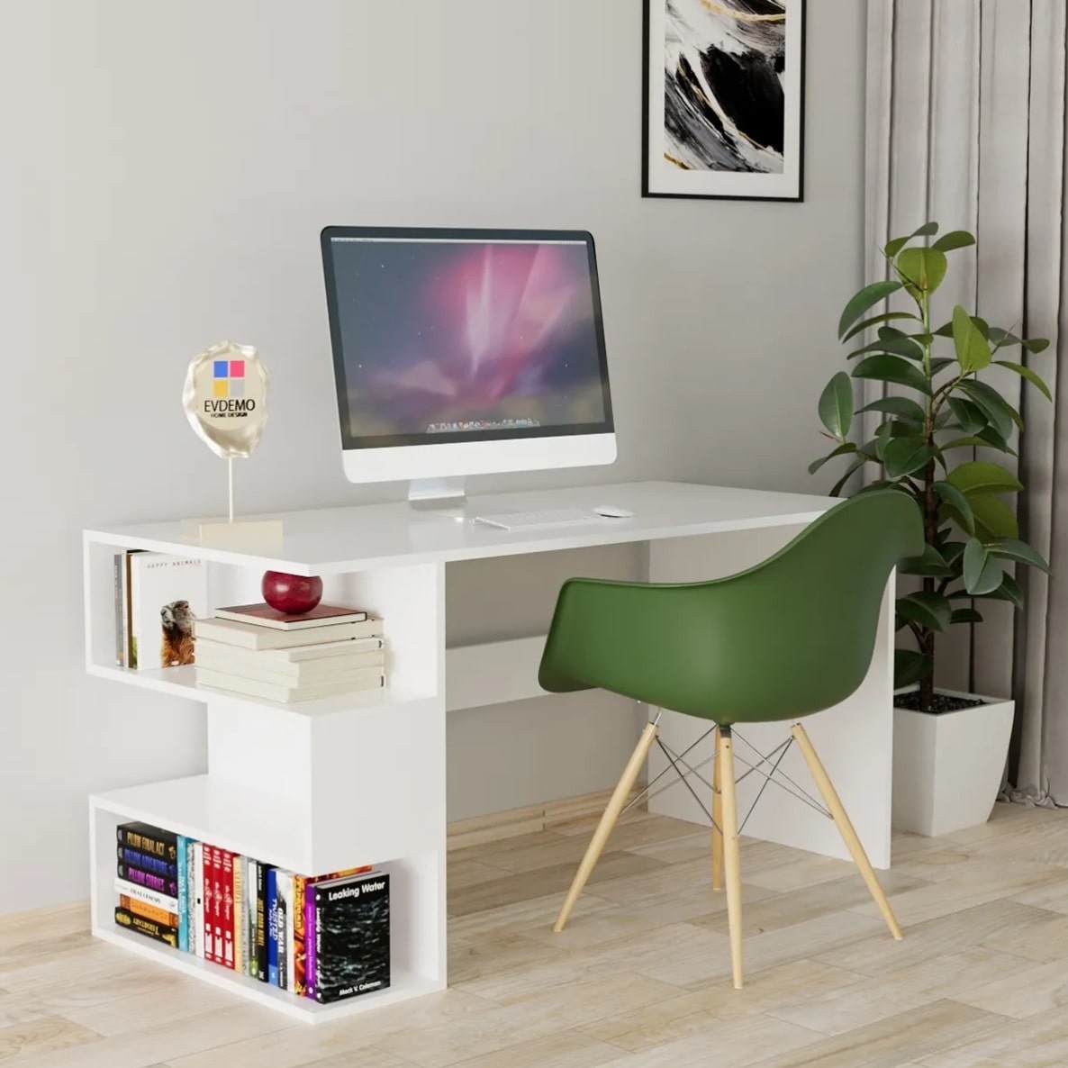 სამეცადინო/კომპიუტერის მაგიდა თაროებით Nuvo IS0648