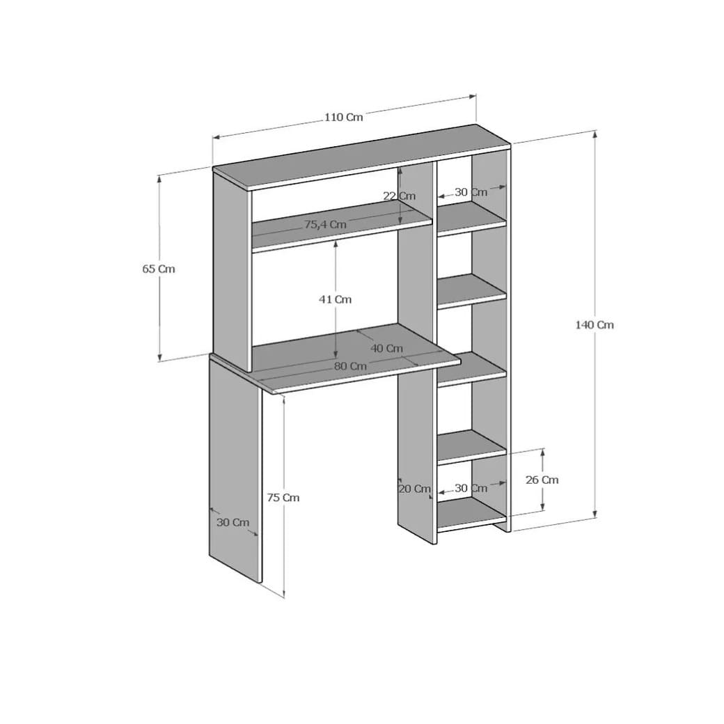 სამეცადინო/კომპიუტერის მაგიდა თაროებით Nuvo IS0643
