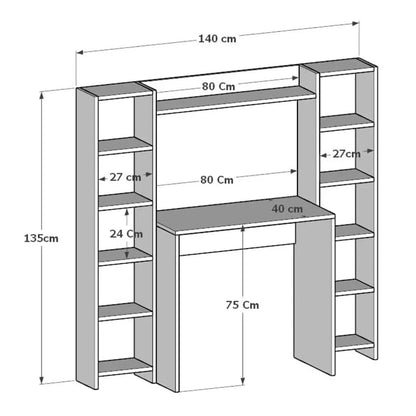 საოფისე და სამეცადინო მაგიდა თაროებით Nuvo IS0683