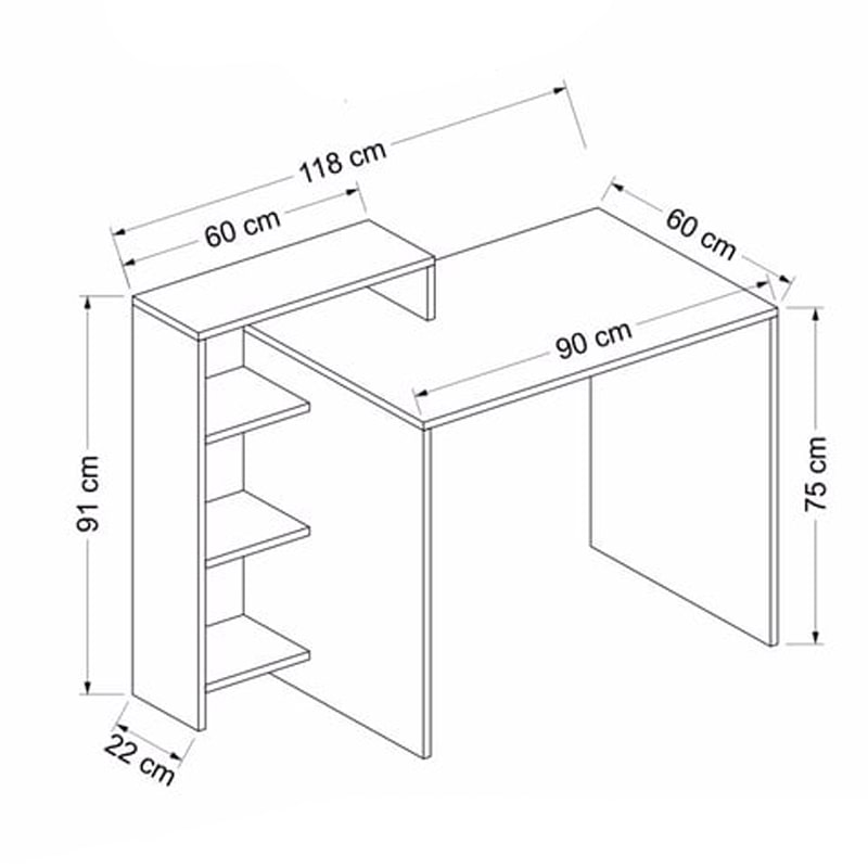 საოფისე და სამეცადინო მაგიდა თაროებით Nuvo IS0778