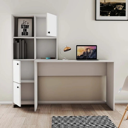 სამეცადინო/კომპიუტერის მაგიდა თაროებით და სათავსოებით Nuvo IS0638