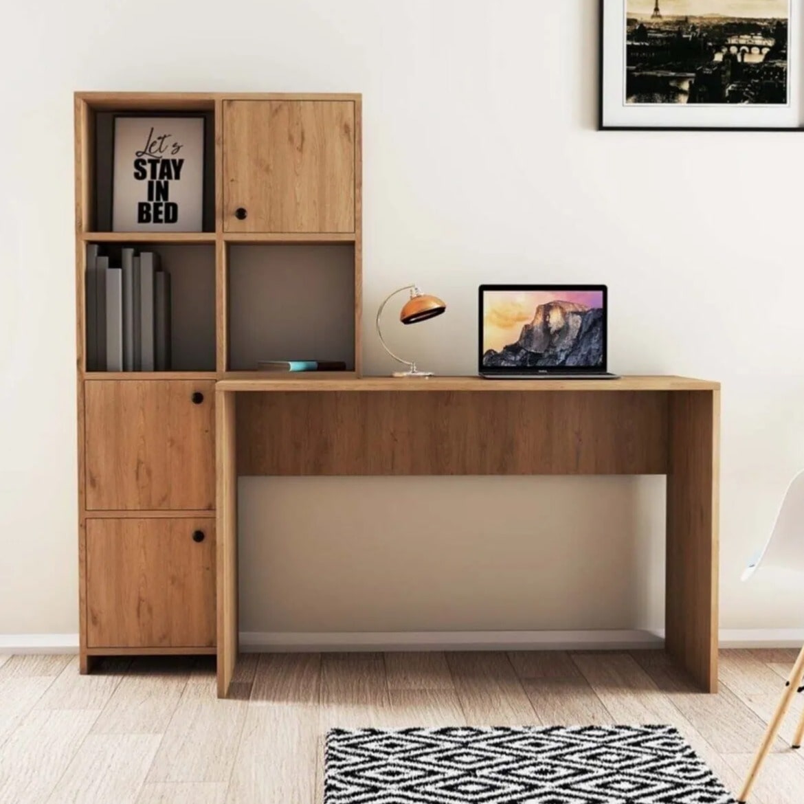 სამეცადინო/კომპიუტერის მაგიდა თაროებით და სათავსოებით Nuvo IS0640