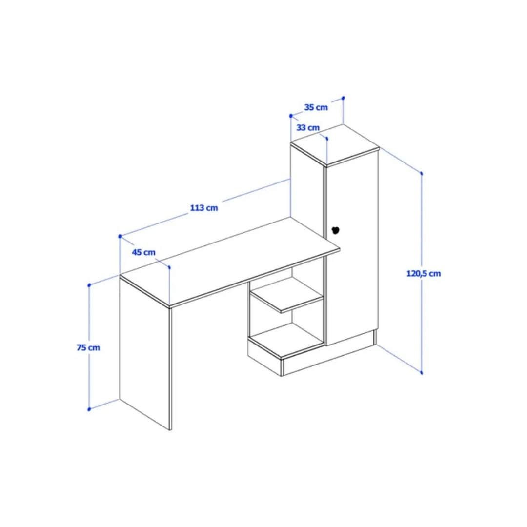 სამეცადინო/კომპიუტერის მაგიდა თაროებით და სათავსოებით Nuvo IS0641
