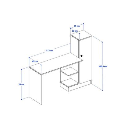 სამეცადინო/კომპიუტერის მაგიდა თაროებით და სათავსოებით Nuvo IS0641