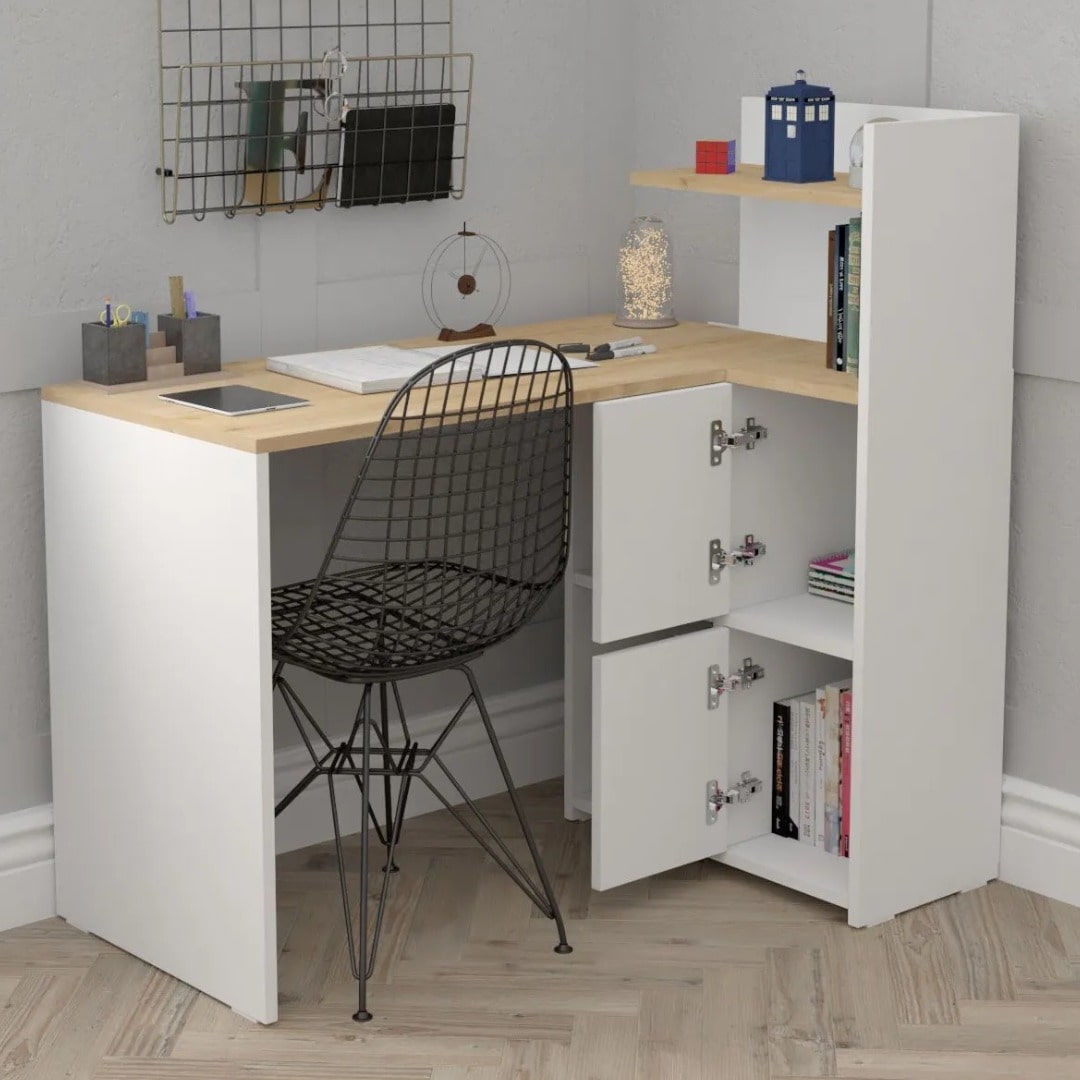 სამეცადინო/კომპიუტერის მაგიდა თაროებით და სათავსოებით Nuvo IS0642