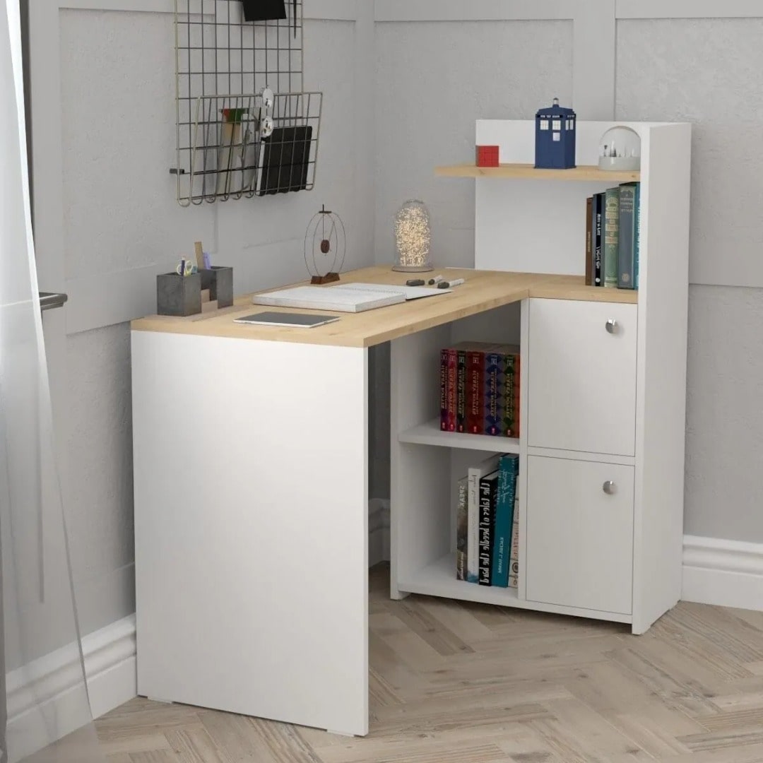 სამეცადინო/კომპიუტერის მაგიდა თაროებით და სათავსოებით Nuvo IS0642