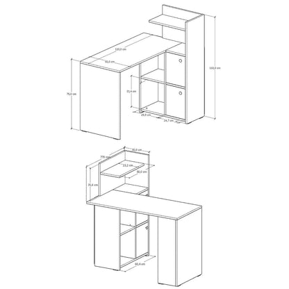 სამეცადინო/კომპიუტერის მაგიდა თაროებით და სათავსოებით Nuvo IS0642