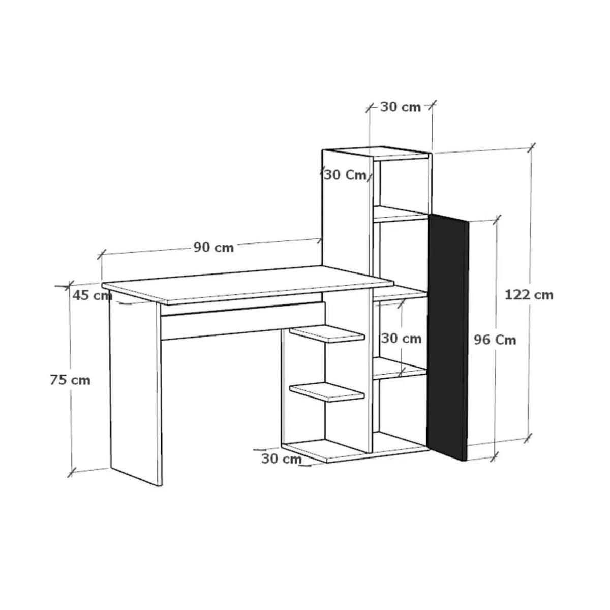 სამეცადინო/კომპიუტერის მაგიდა თაროებით და სათავსოებით Nuvo IS0636