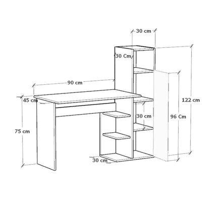 სამეცადინო/კომპიუტერის მაგიდა თაროებით და სათავსოებით Nuvo IS0637