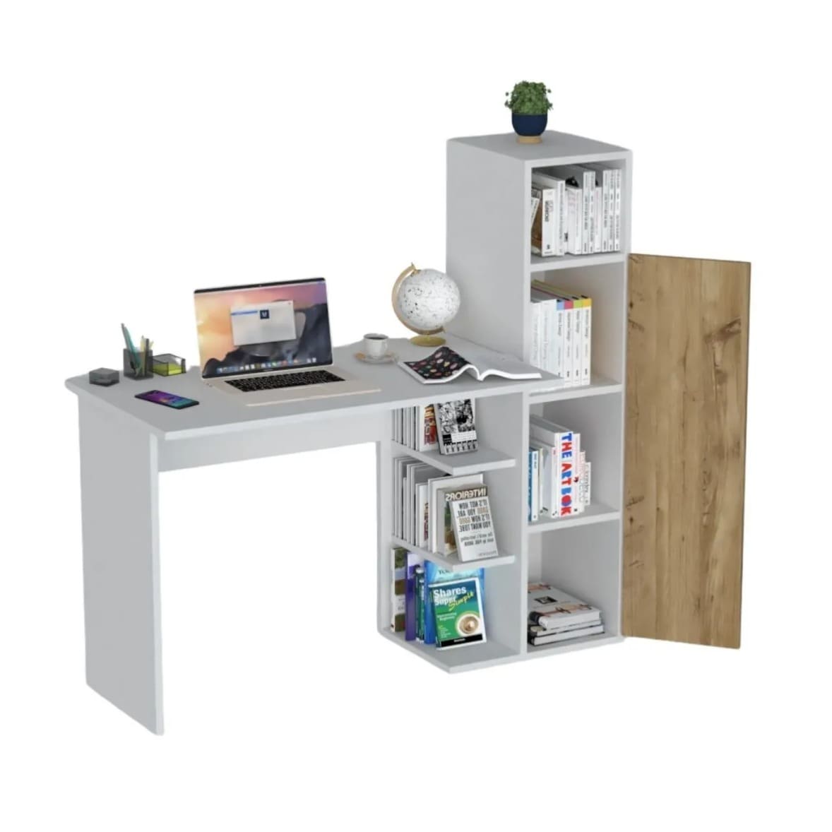 სამეცადინო/კომპიუტერის მაგიდა თაროებით და სათავსოებით Nuvo IS0637