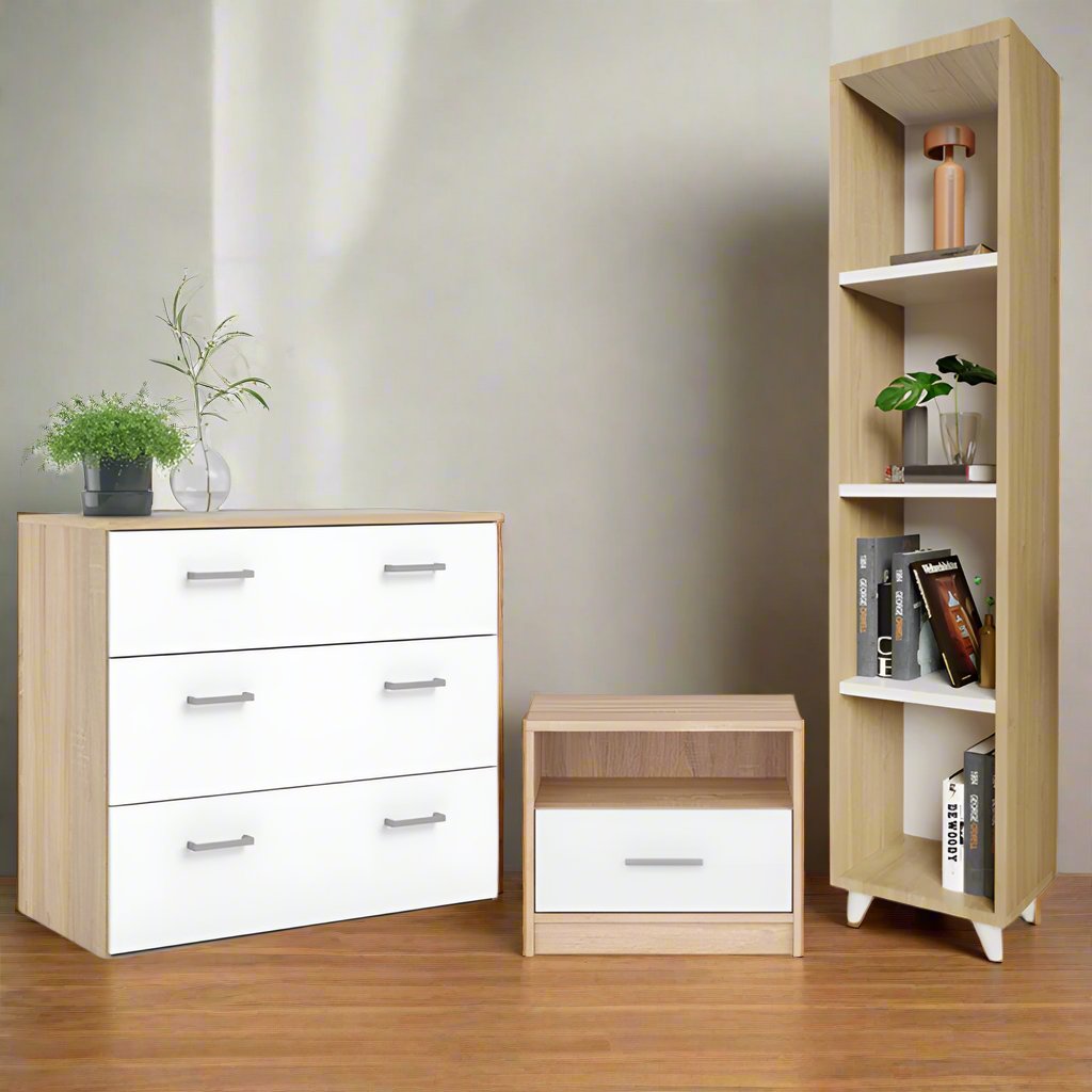 ავეჯის სამეული (კომოდი, ტუმბო და წიგნების თარო) Nuvo SET IS0132IS0124IS0006