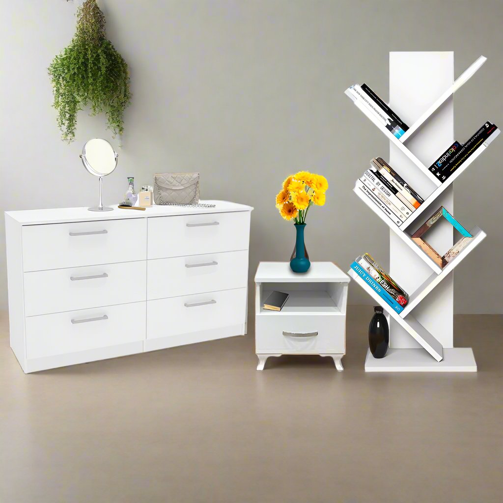 ავეჯის სამეული (კომოდი, ტუმბო და წიგნების თარო) Nuvo SET IS0001IS0073IS5391