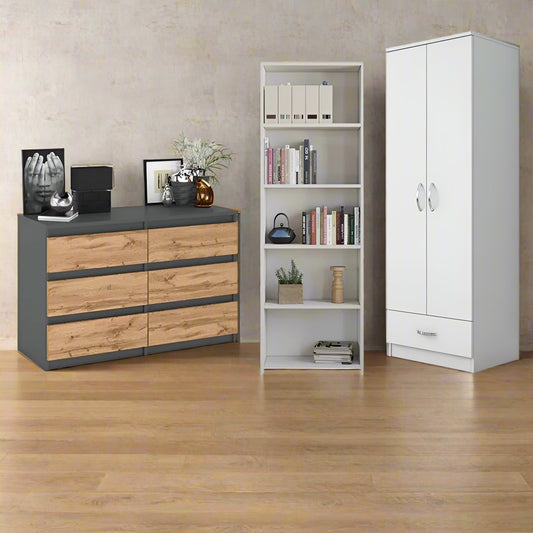 ავეჯის სამეული (კომოდი, გარდერობი და წიგნების თარო) Nuvo SET IS0181IS0012IS5380