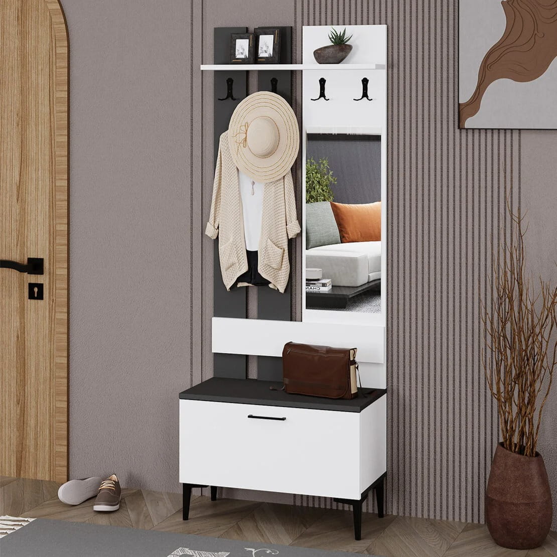 შემოსასვლელის კარადა სარკით Nuvo IS10113